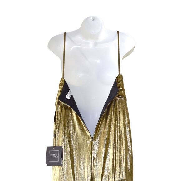 C0 NWT IEENA FOR MAC DUGGAL Metallic Spaghetti Strap Gown Dress Size 10 $338 - Picture 7 of 10